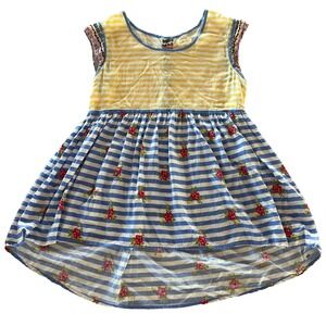 Matilda Jane Womens Top Stripe Floral Cap Sleeve Hi Lo Rayon Size S